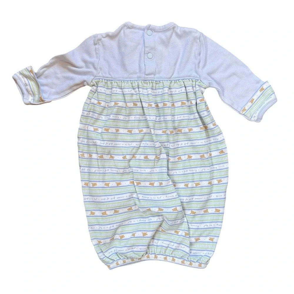 Vintage Carter's Sleep gown Baby Just One Year Teddy Bear Blue Striped  newborn
